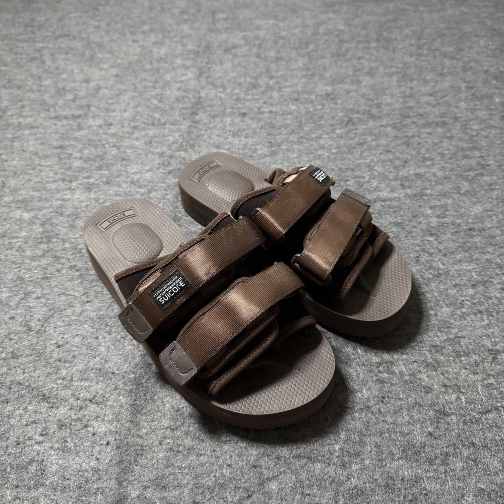 Suicoke MOTO-Cab Brown Nylon Vibram Strappy Slide Sandals Womens 8 Mens 6